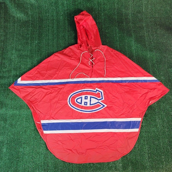 Vintage Montreal Canadiens Pullover Rain Coat Poncho NHL Hockey Logos Red - Picture 2 of 7